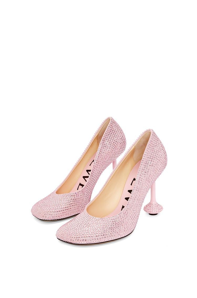 Toy pump in suede and allover rhinestones