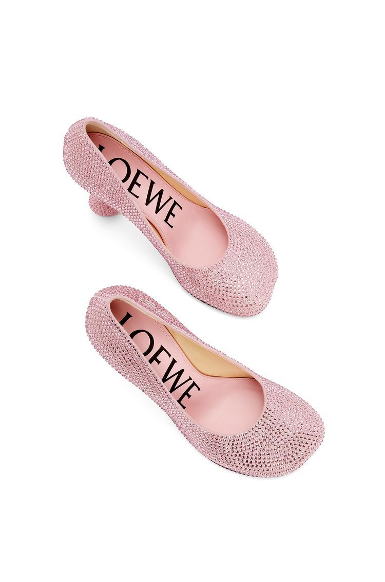 Toy pump in suede and allover rhinestones