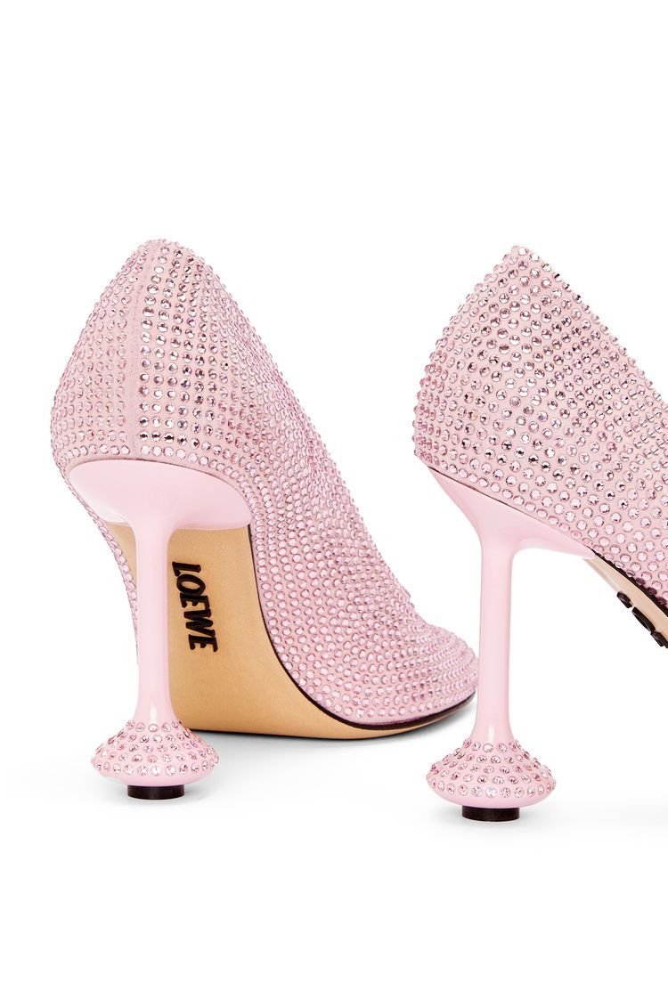 Toy pump in suede and allover rhinestones