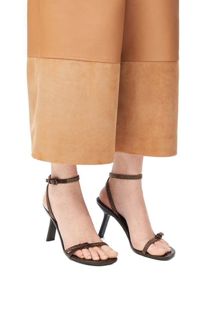 Petal sandal in suede and allover strass