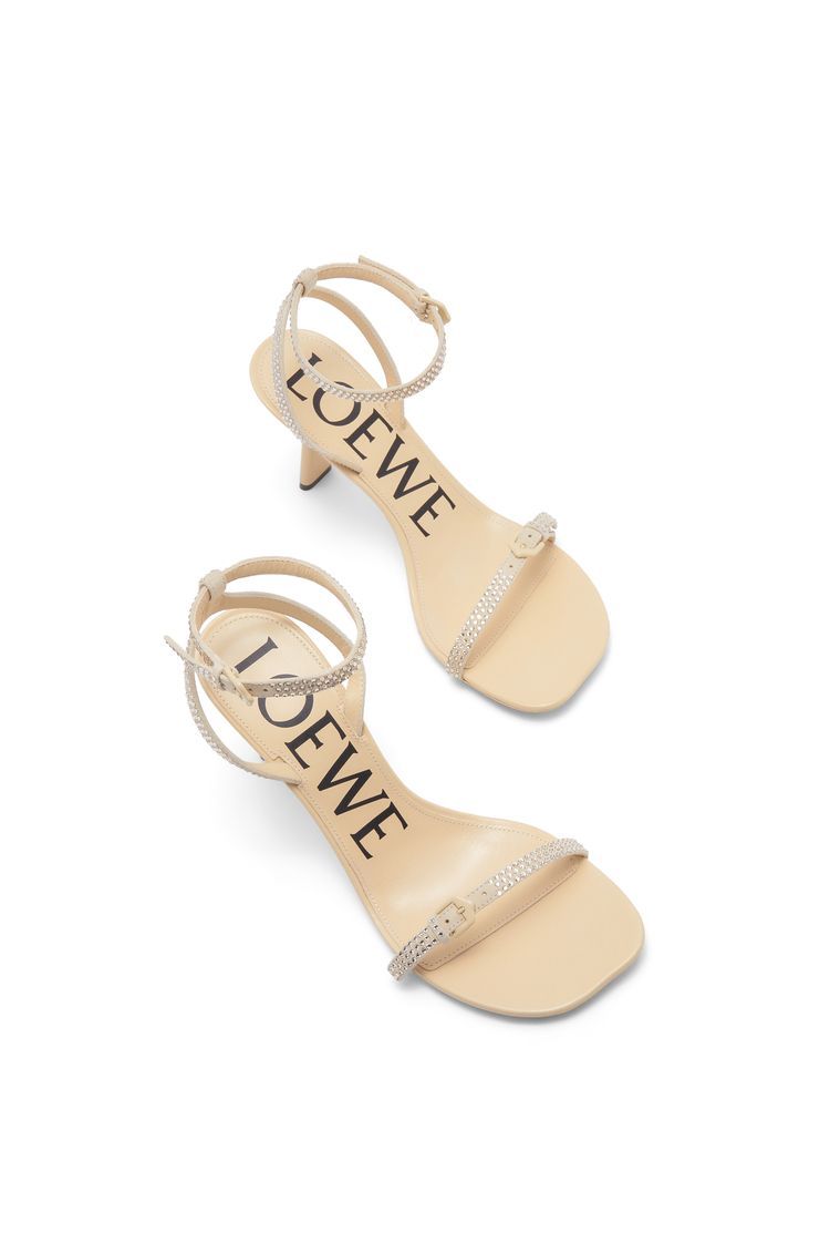 Petal sandal in suede and allover strass