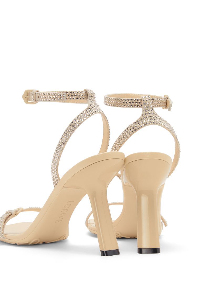 Petal sandal in suede and allover strass