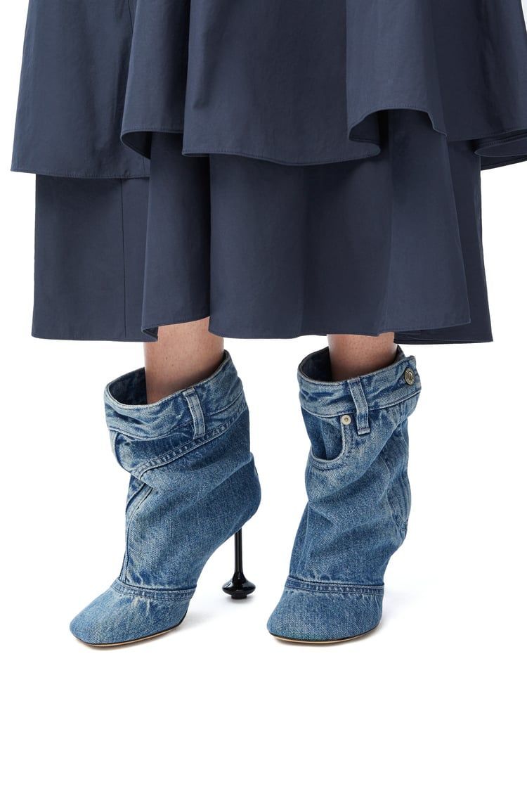 Toy ankle bootie in washed denim