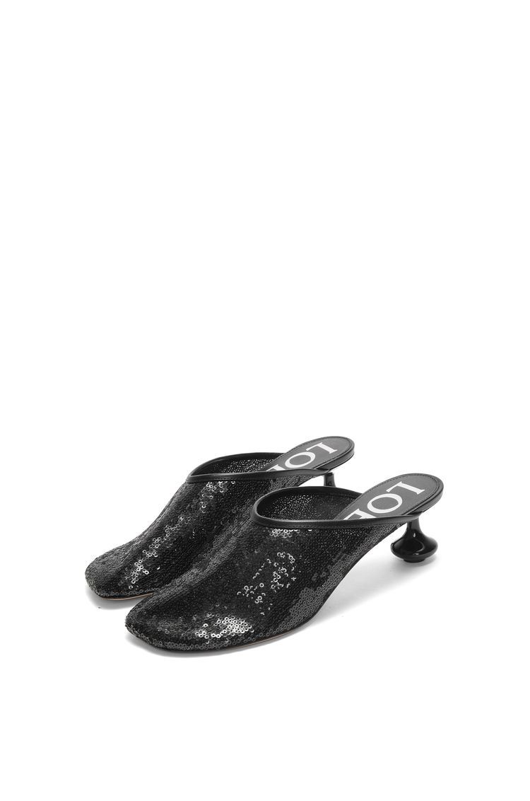 Toy mule in mesh and allover sequins