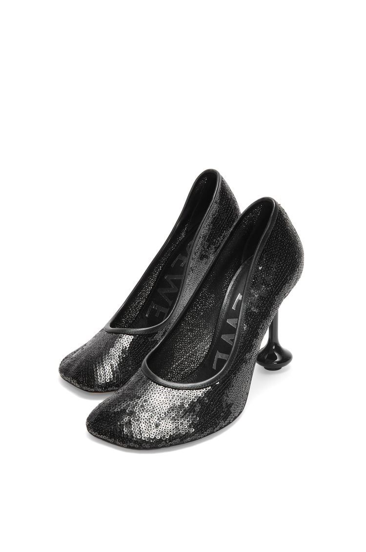 Toy pump in mesh and allover sequins