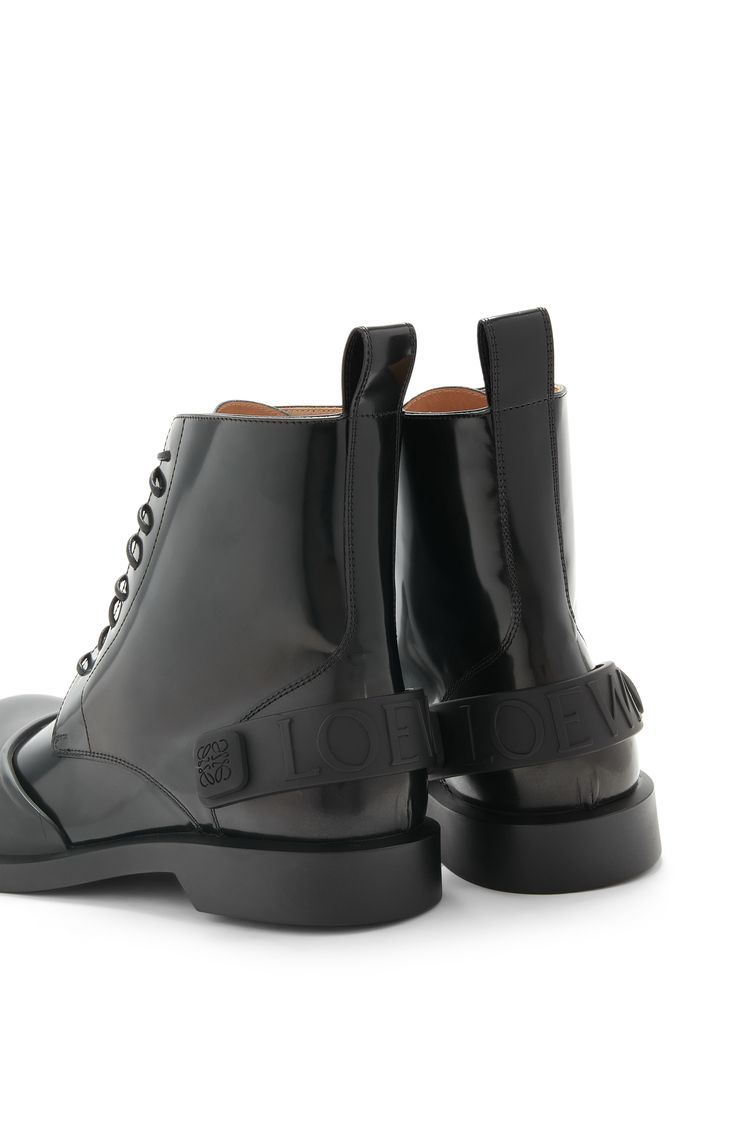 Campo lace-up bootie in brushed calfskin and rubber
