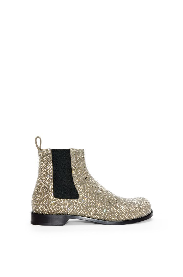 Campo Chelsea boot in calf suede and allover rhinestones