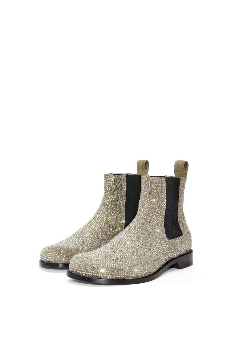 Campo Chelsea boot in calf suede and allover rhinestones