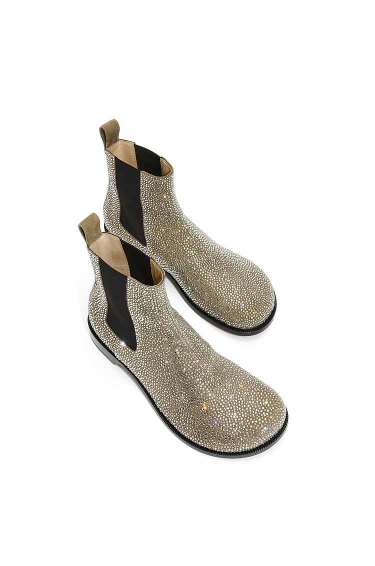 Campo Chelsea boot in calf suede and allover rhinestones