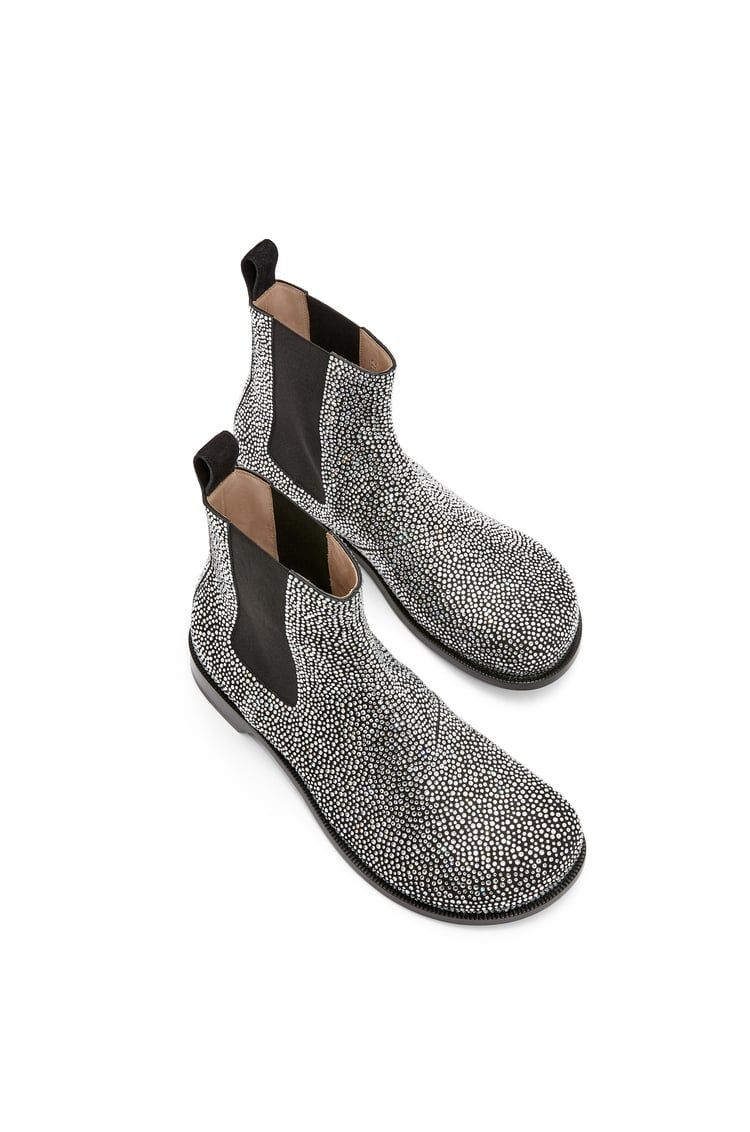 Campo Chelsea boot in calf suede and allover rhinestones