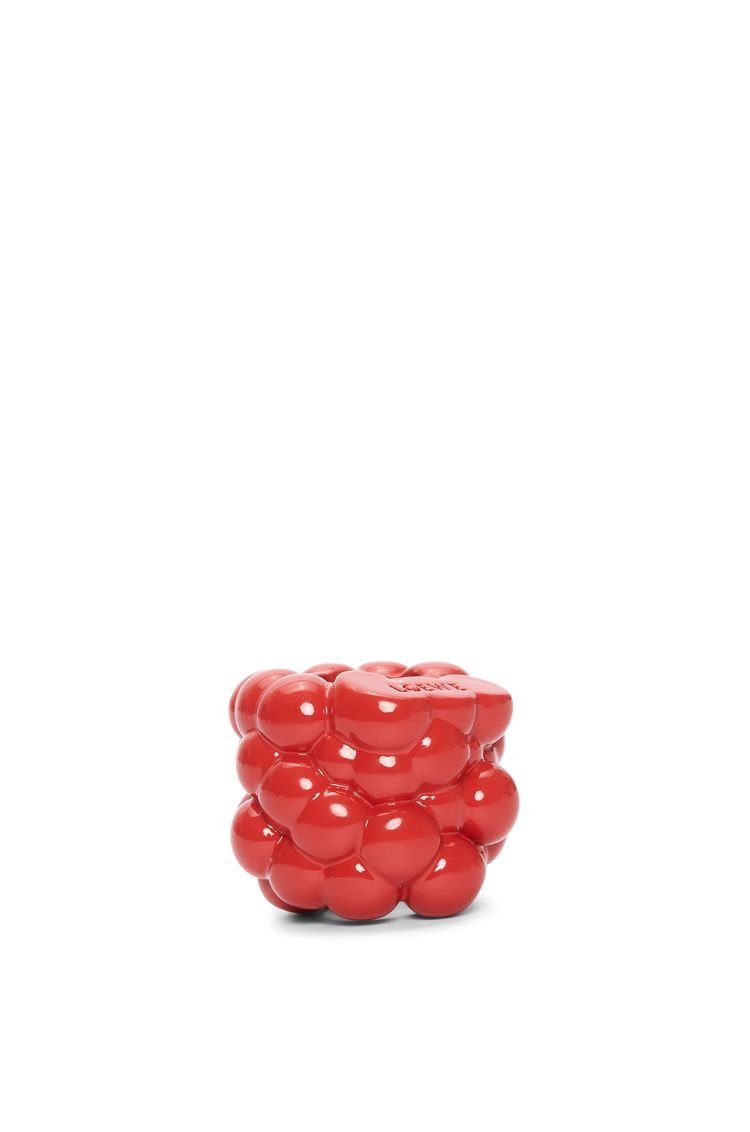 Big raspberry dice in brass and enamel