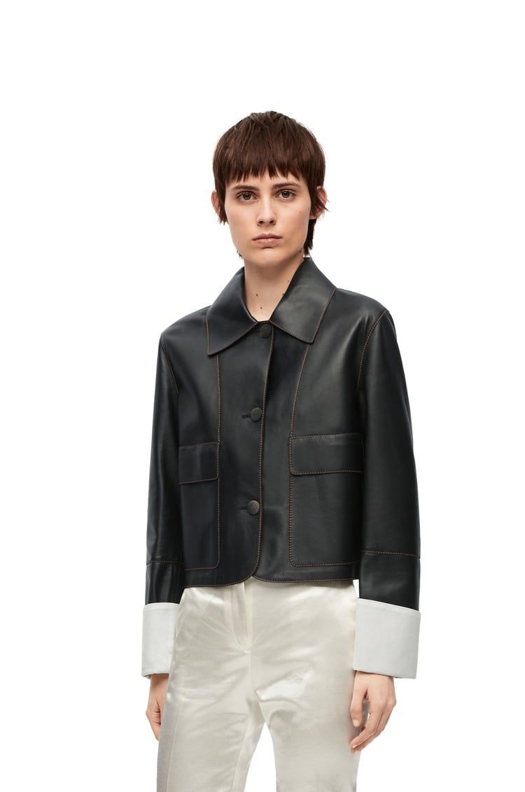 Turn-up jacket in nappa lambskin