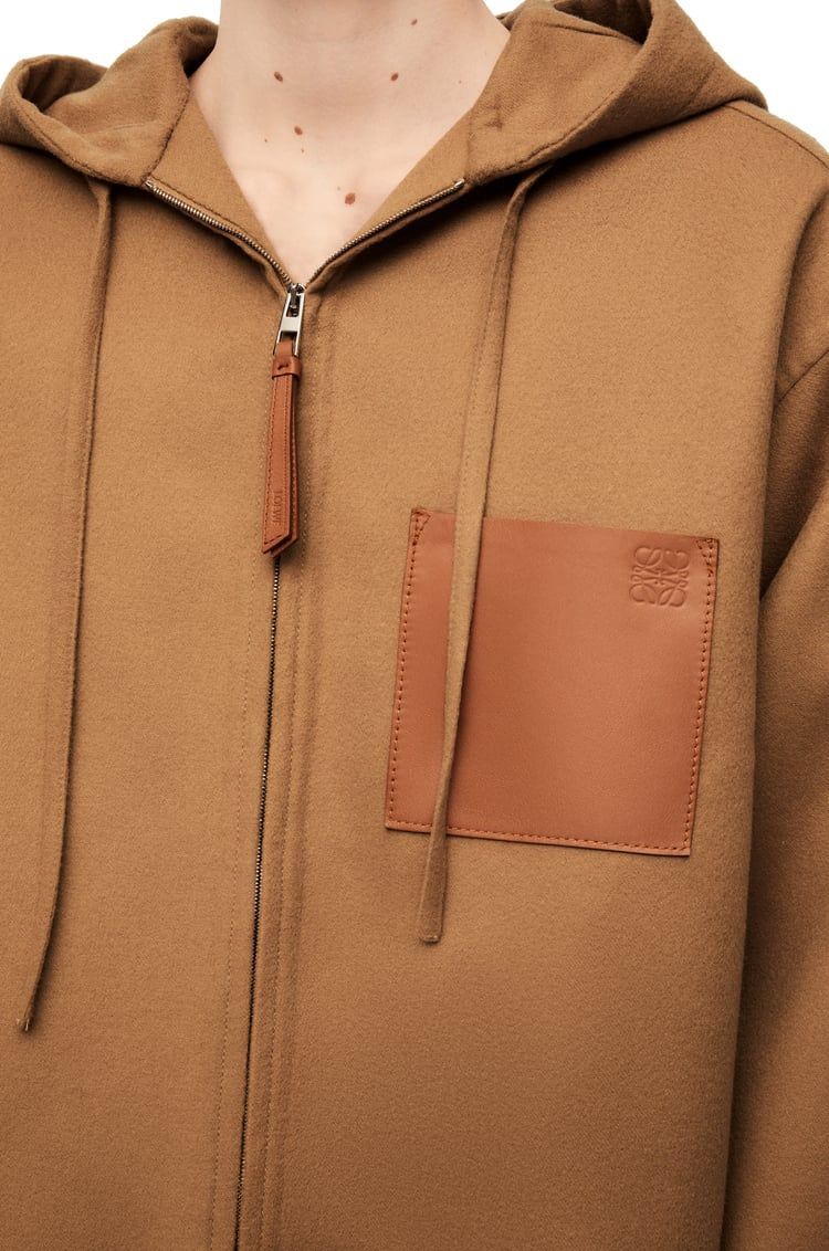 Hooded jacket in wool and cashmere
