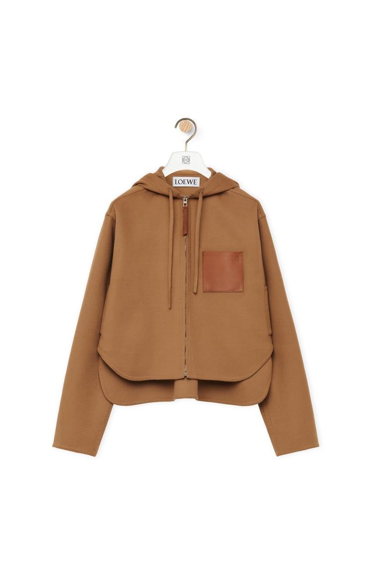 Hooded jacket in wool and cashmere