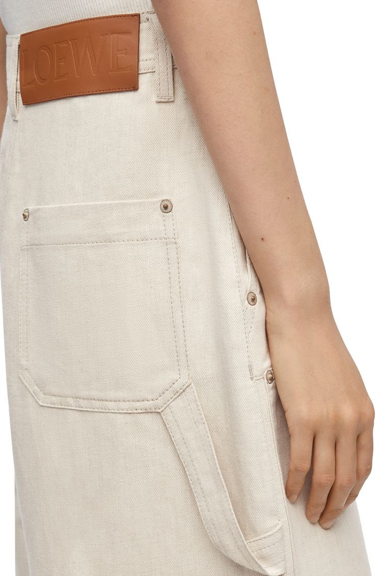 Cropped workwear trousers in cotton and linen