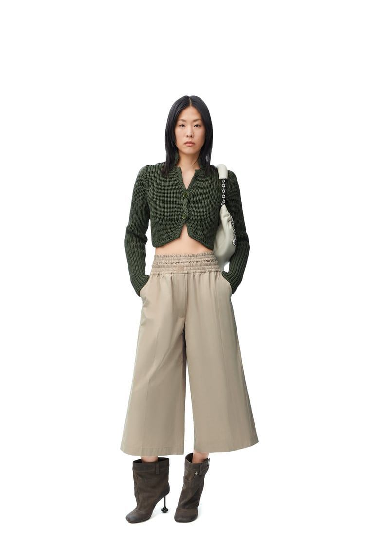 Cropped trousers in cotton and silk