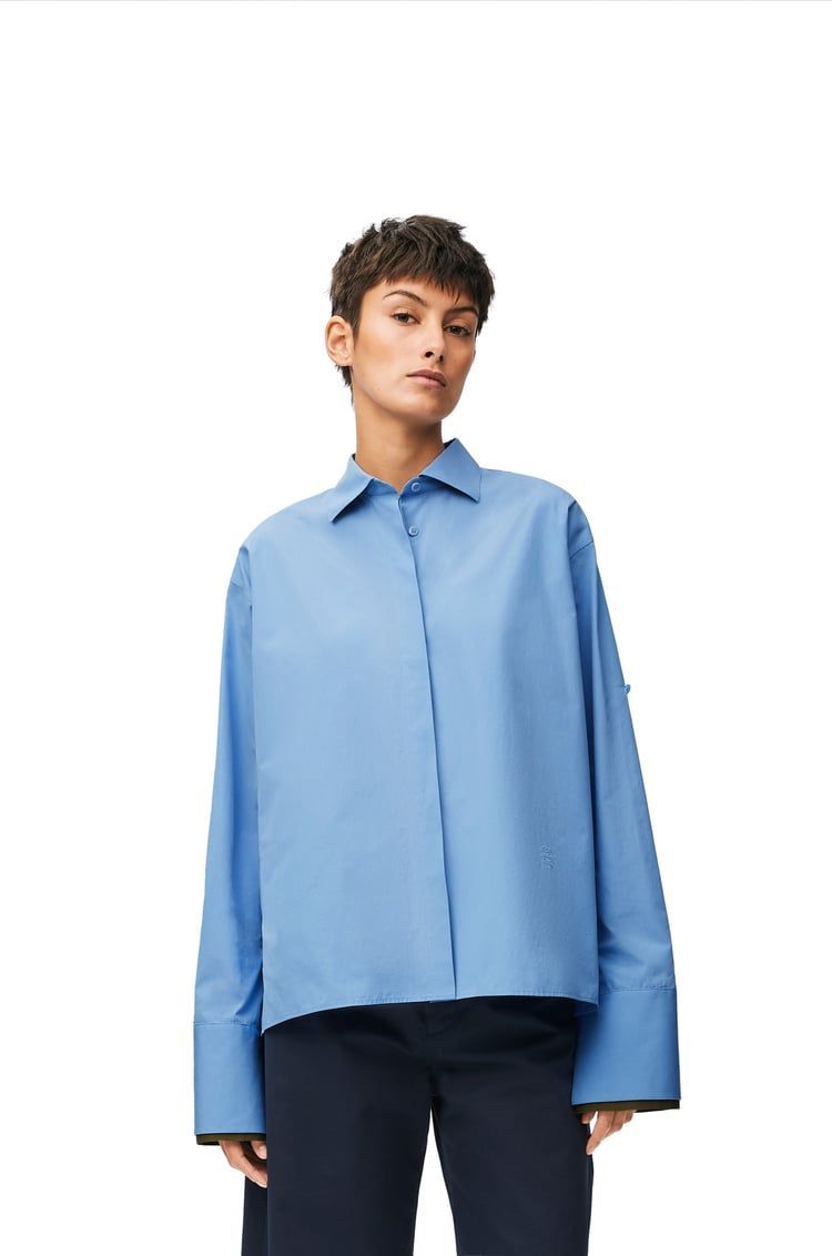 Turn-up shirt in cotton