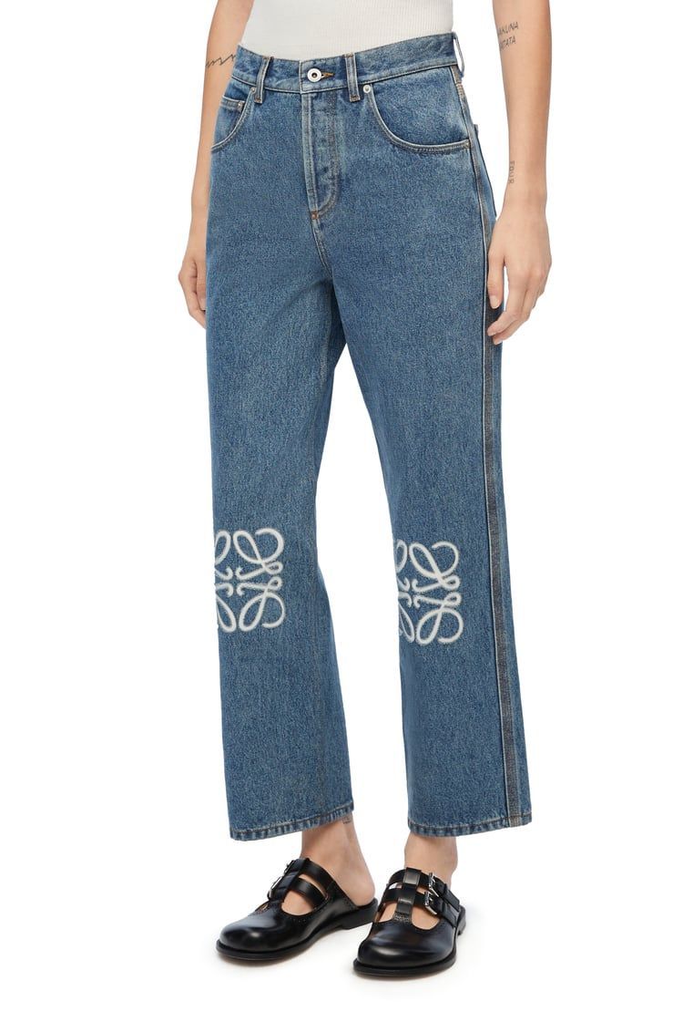 Anagram cropped jeans in denim