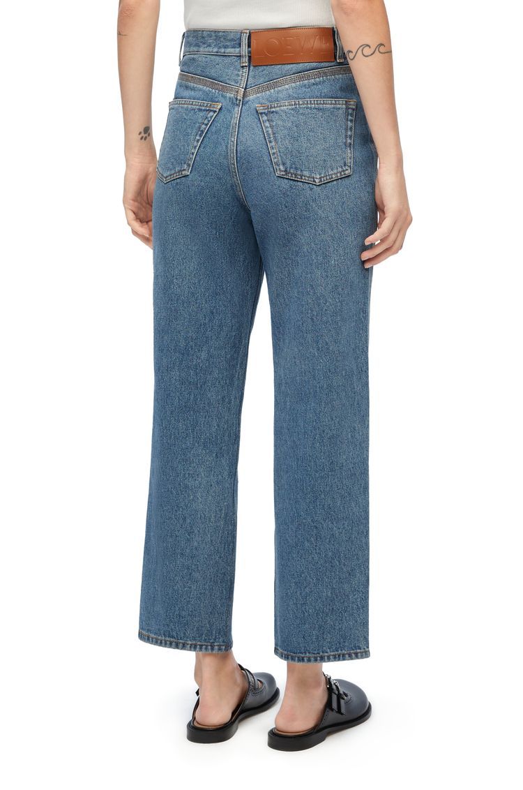 Anagram cropped jeans in denim