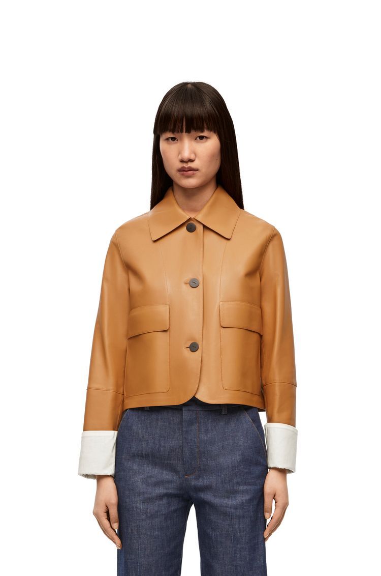 Turn-up jacket in nappa lambskin