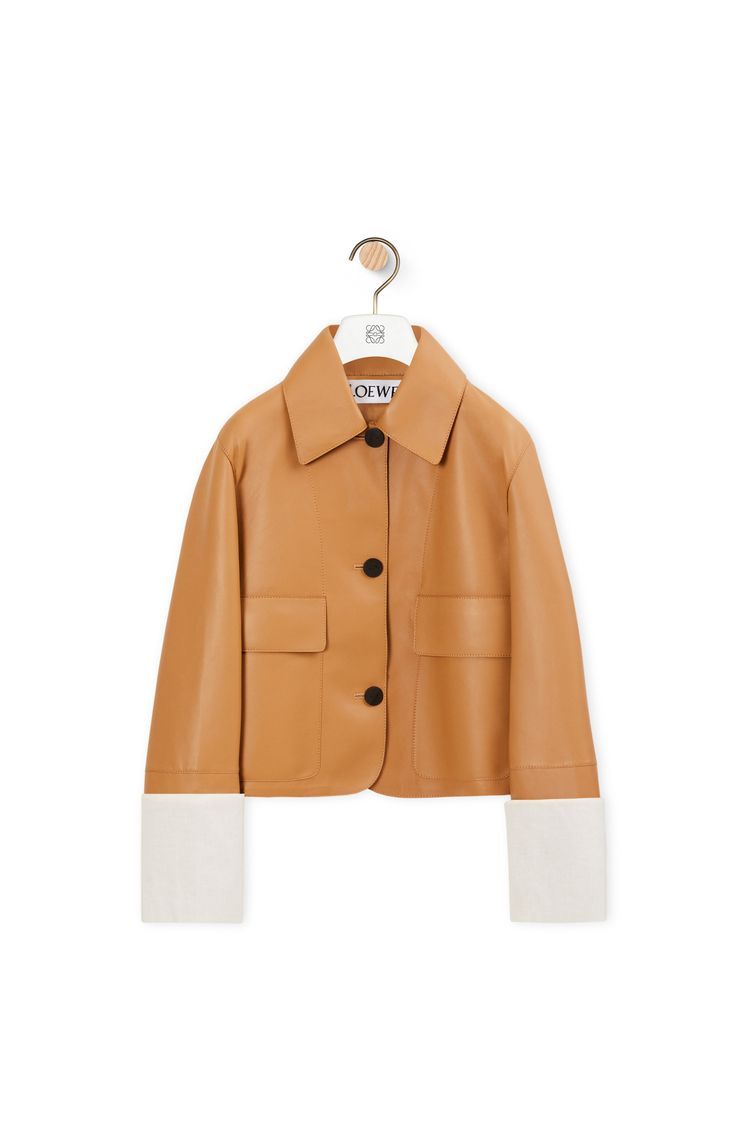 Turn-up jacket in nappa lambskin