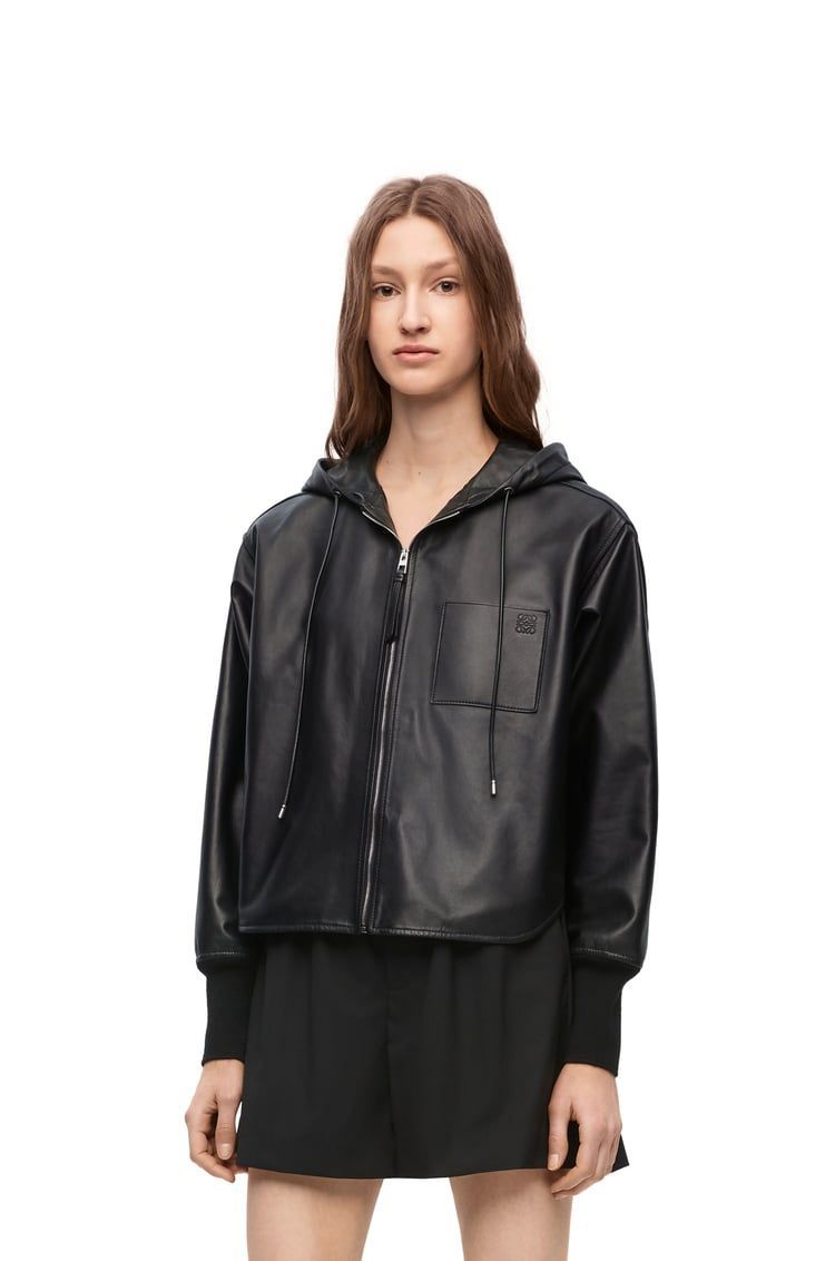 Hooded jacket in nappa lambskin