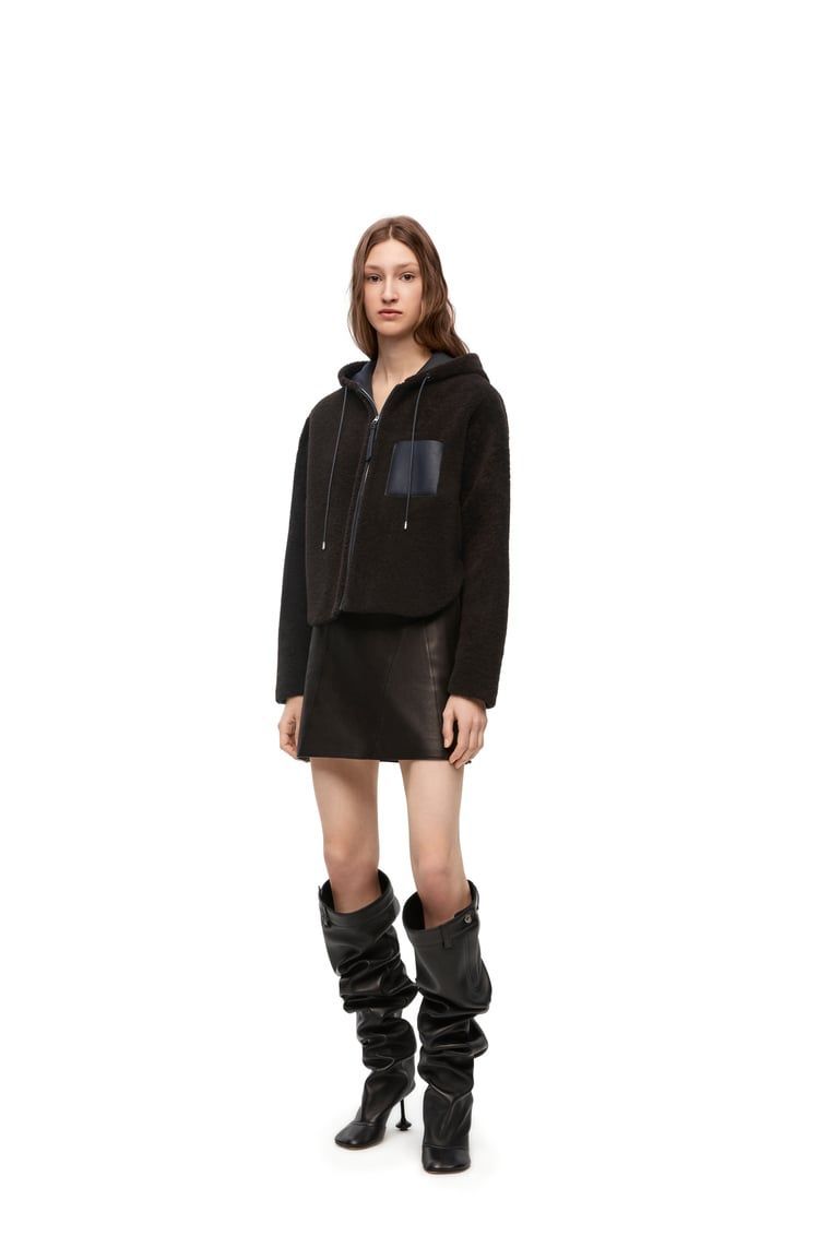 Hooded jacket in shearling