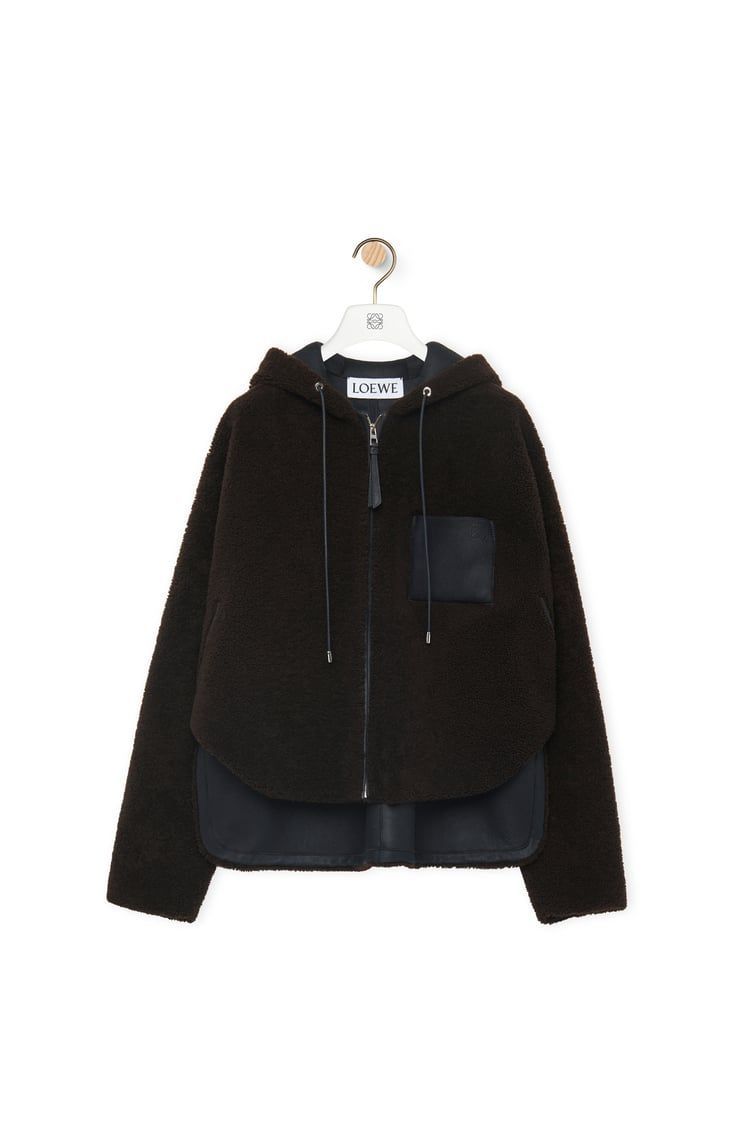 Hooded jacket in shearling
