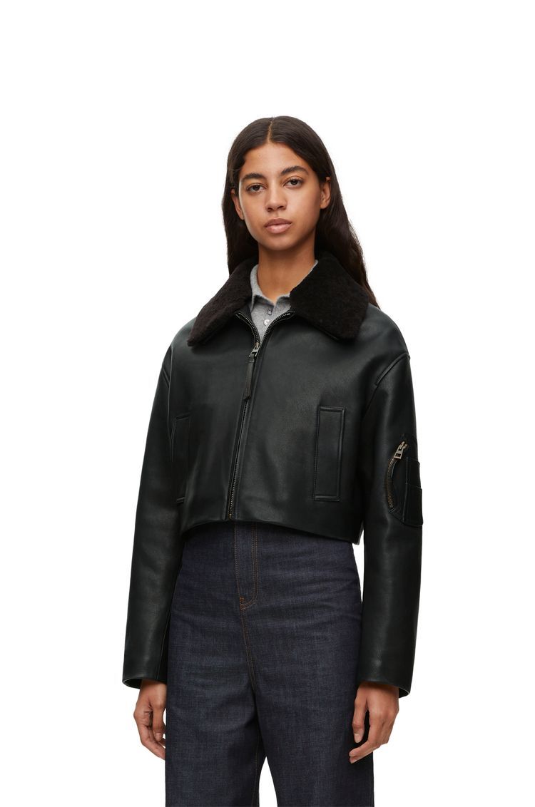 Cropped jacket in nappa lambskin