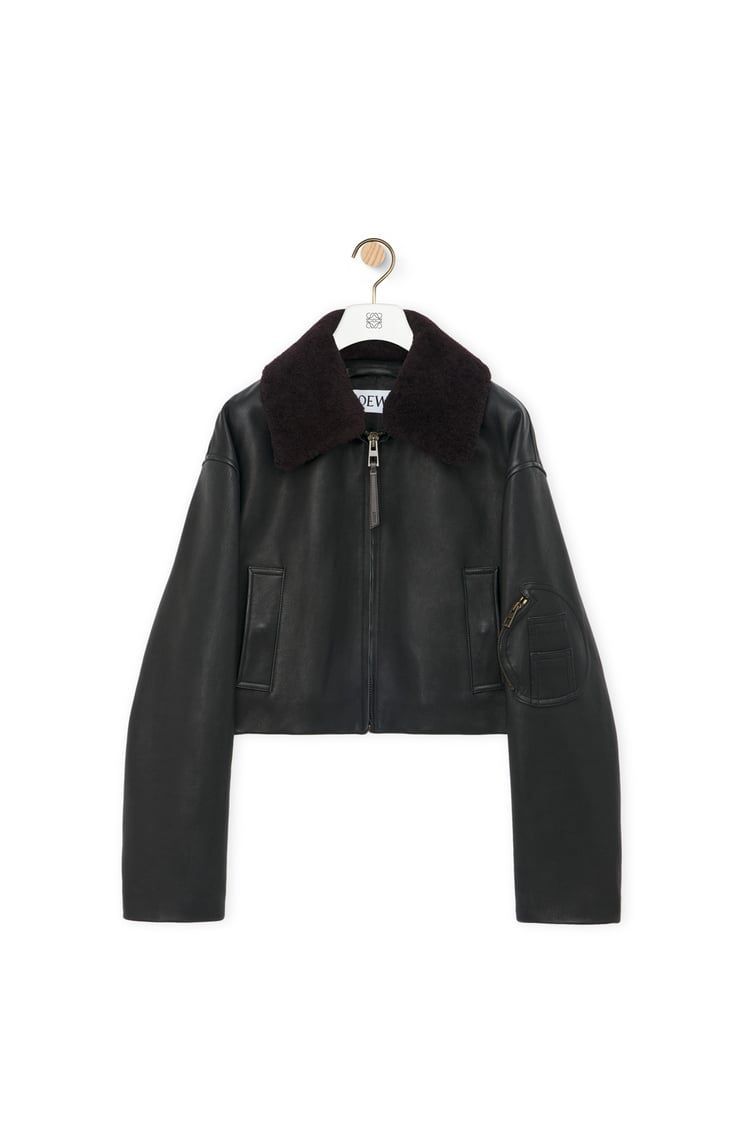 Cropped jacket in nappa lambskin