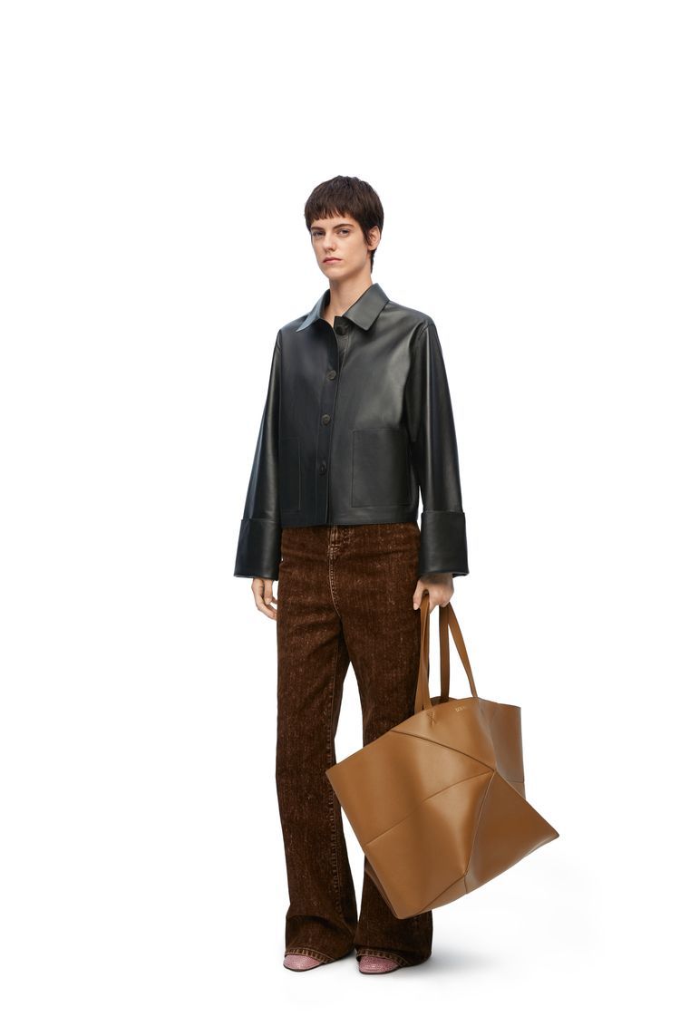 Turn-up jacket in nappa lambskin