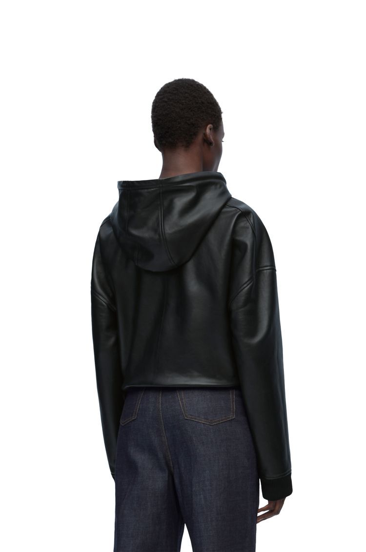 Draped hoodie in nappa lambskin