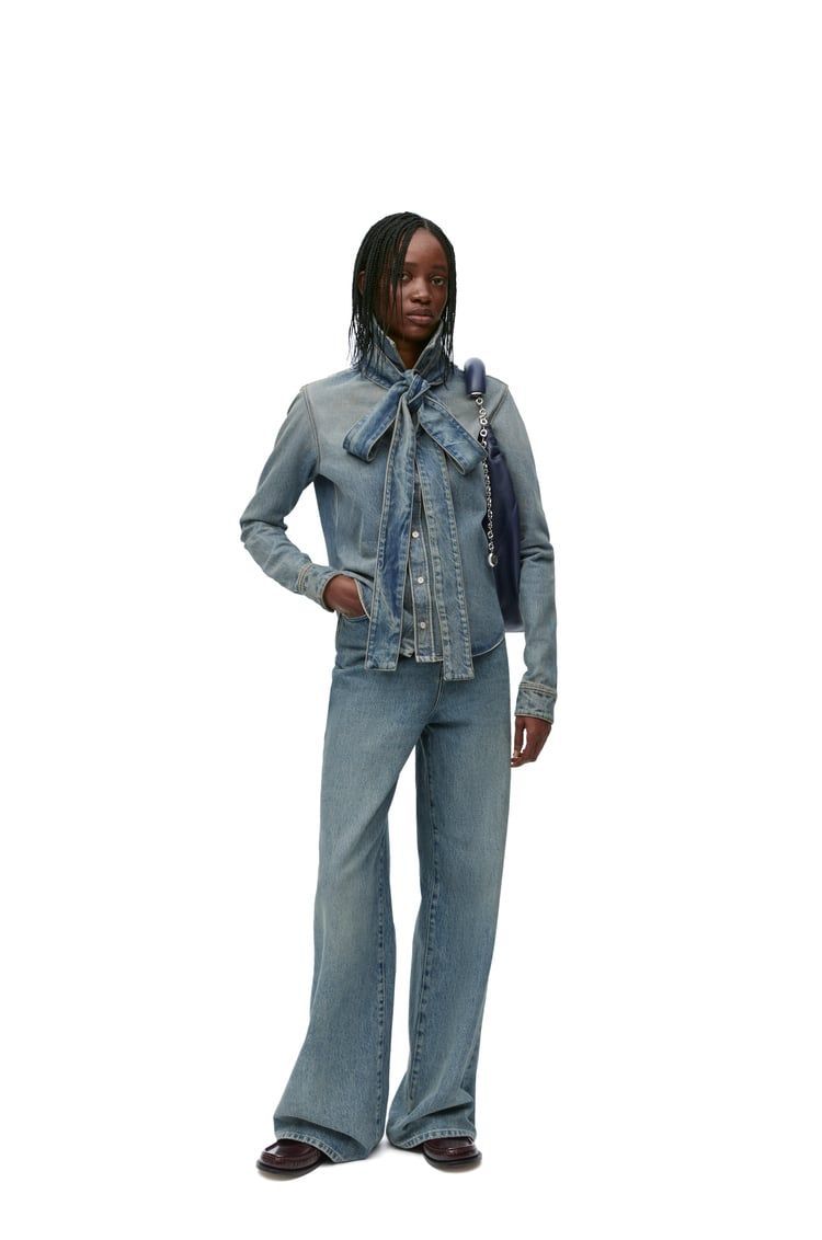 Bow shirt in denim