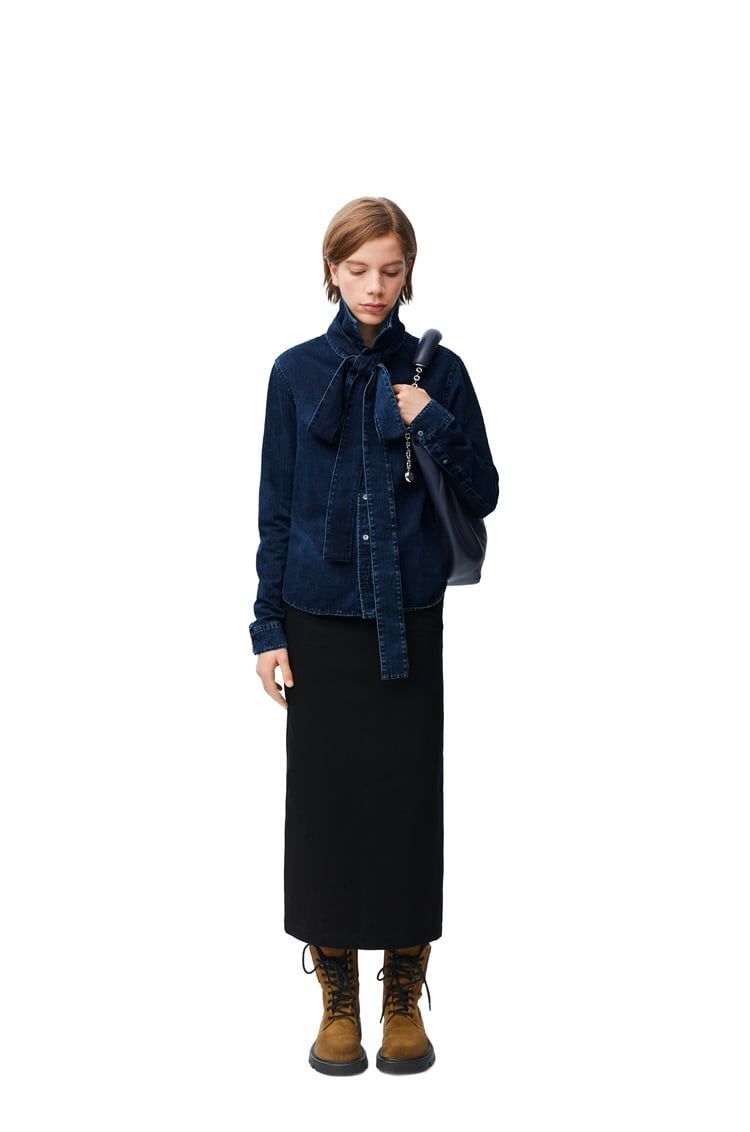 Bow shirt in denim