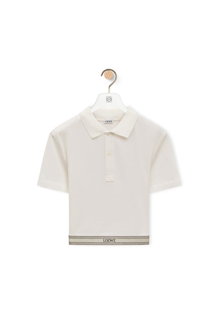 Cropped polo in silk and cotton