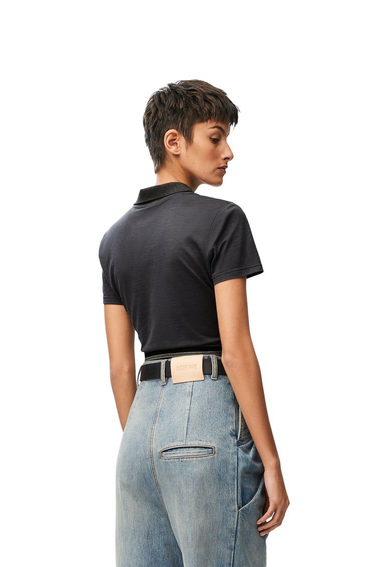 Cropped polo in silk and cotton