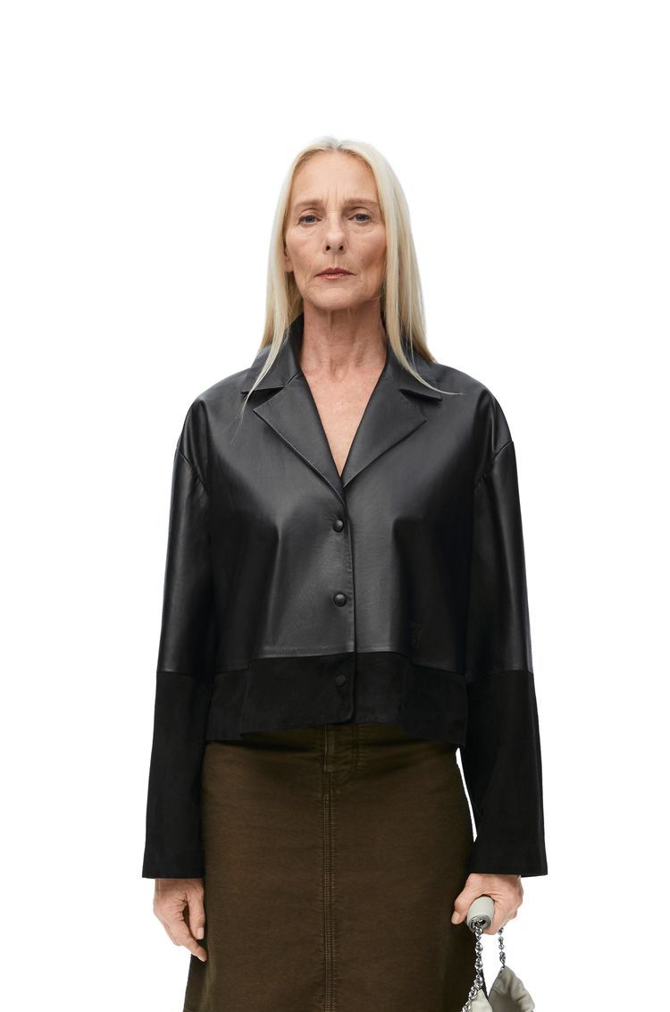 Pyjama blouse in nappa lambskin and suede goatskin