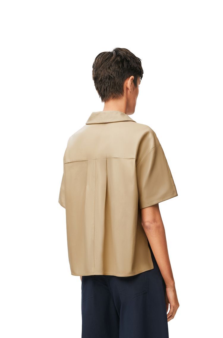 Short sleeve shirt in nappa lambskin