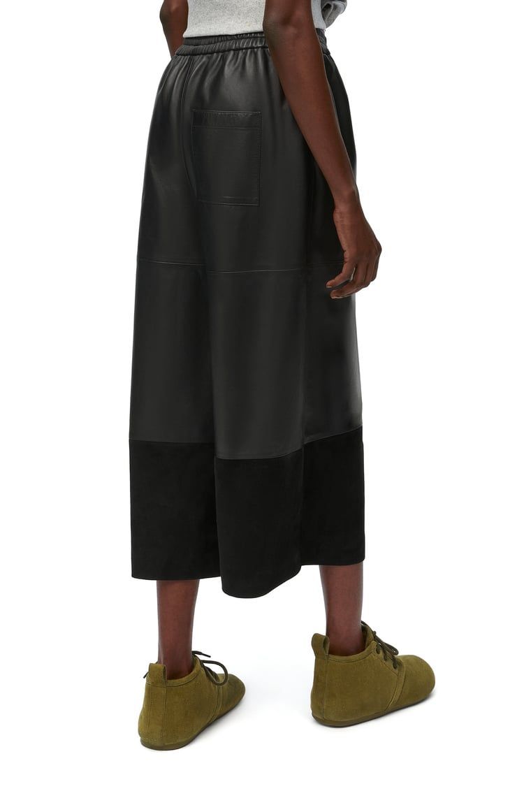 Cropped trousers in nappa lambskin and suede goatskin
