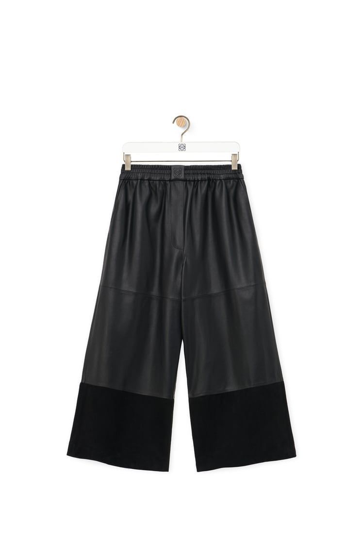Cropped trousers in nappa lambskin and suede goatskin