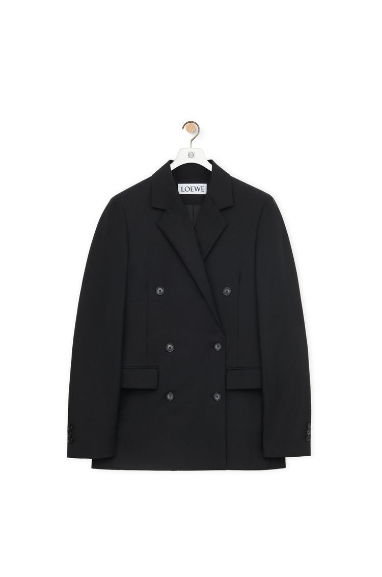 Double breasted jacket in mohair and wool