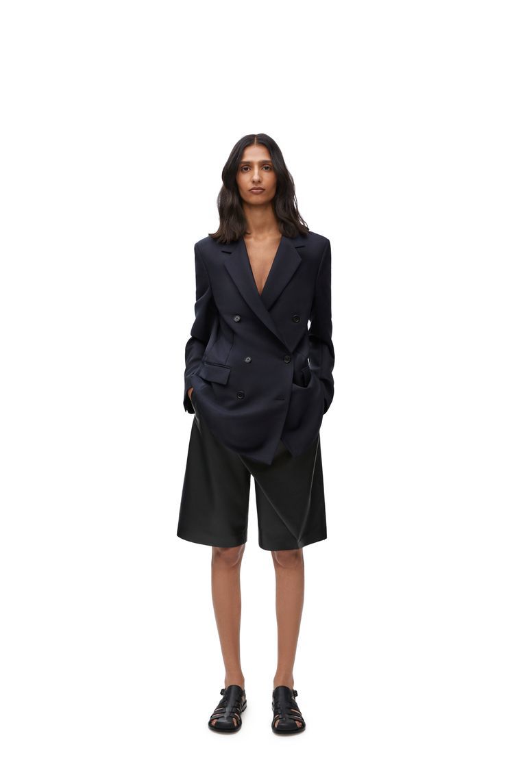 Double breasted jacket in mohair and wool