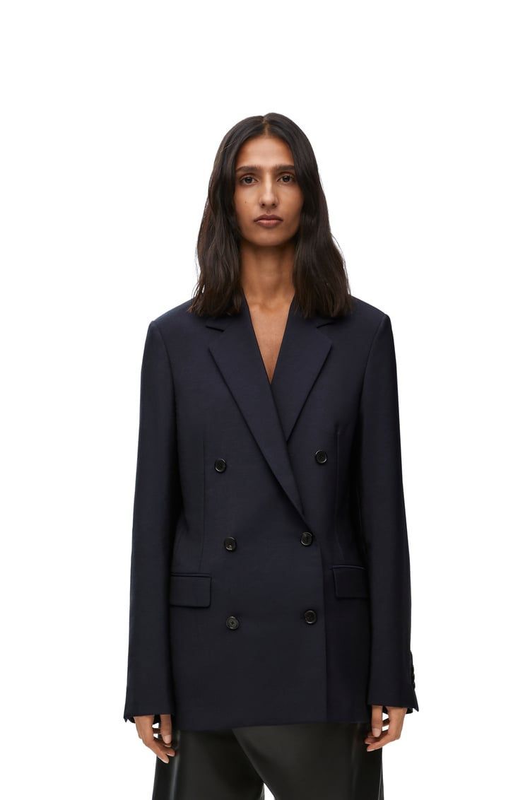 Double breasted jacket in mohair and wool