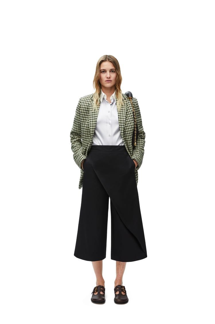 Cropped wrap trousers in cotton