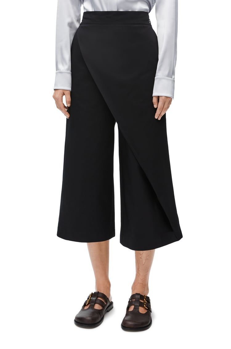 Cropped wrap trousers in cotton