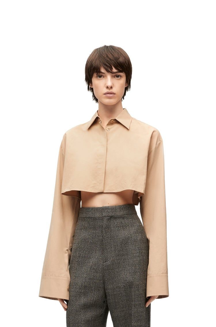 Cropped shirt in cotton