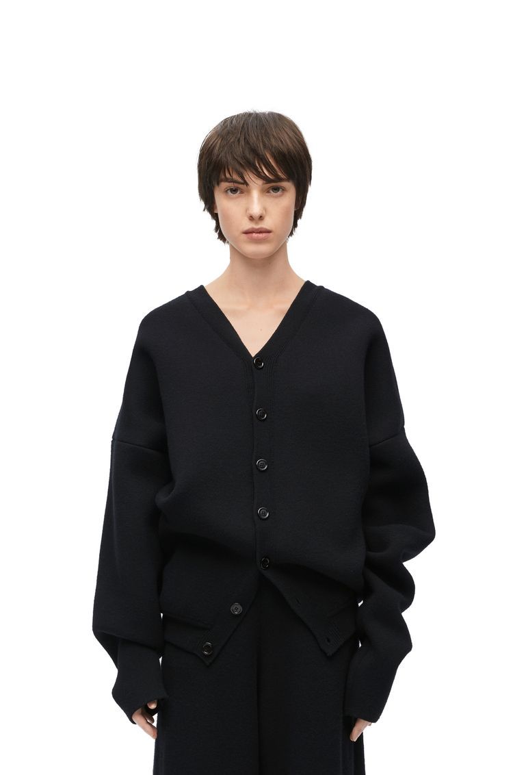 Draped cardigan in wool blend