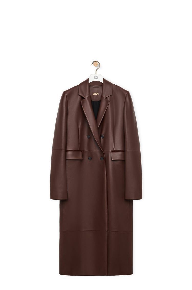 Double breasted coat in nappa lambskin