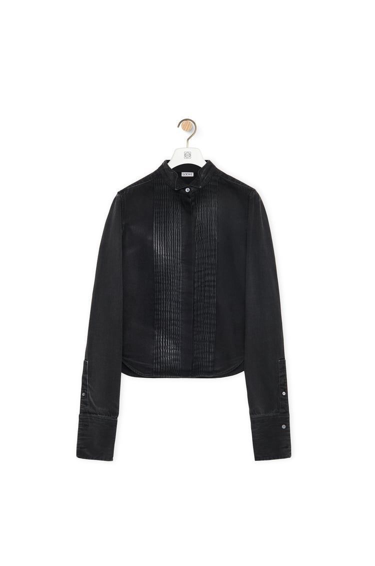 Pleated shirt in denim