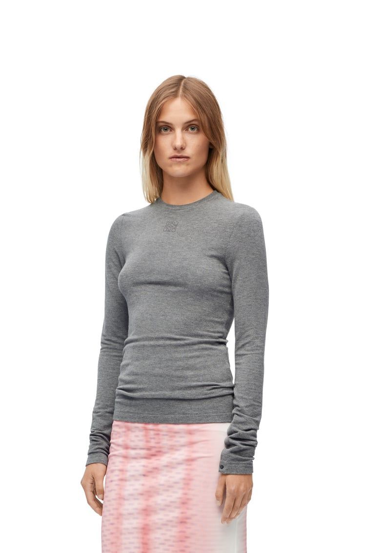 Long sleeve top in viscose and cashmere
